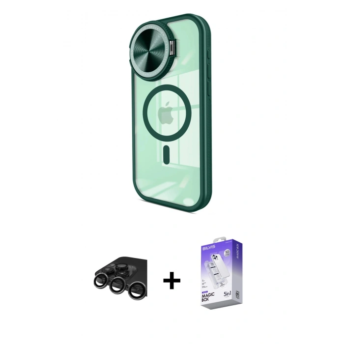 MARSİLYAN™- iPhone 15 Pro Max Kılıf Kıvılcım Modern Koleksiyonu - Siyah Bilvis 5in1 3D Magic Cam Ekran Koruyucu + Raze Metal Kamera Lens - TMGI