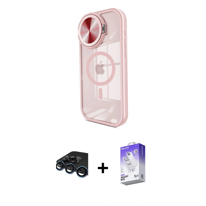 MARSİLYAN™- iPhone 15 Pro Max Kılıf Kıvılcım Modern Koleksiyonu - Siyah Bilvis 5in1 3D Magic Cam Ekran Koruyucu + Raze Metal Kamera Lens - LT