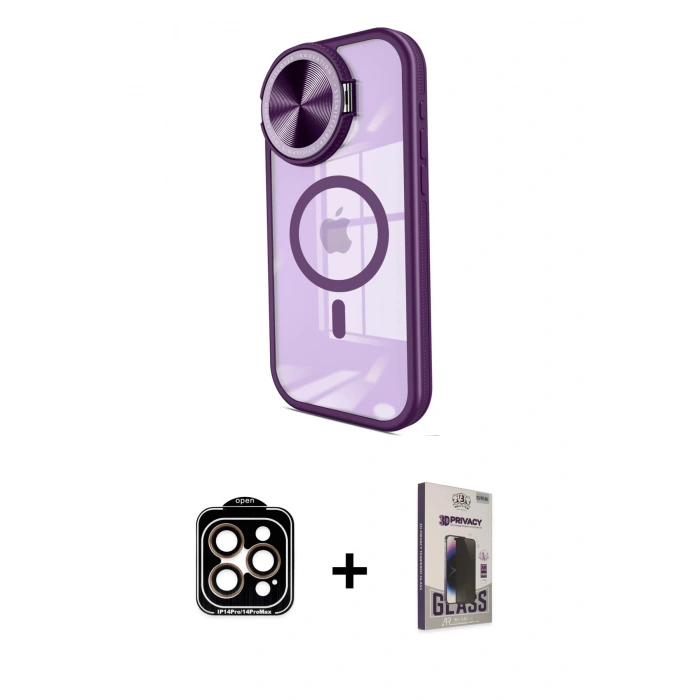 MARSİLYAN™- iPhone 15 Pro Max Kılıf Kıvılcım Modern Koleksiyonu - Siyah Bilvis Hayalet Cam Ekran Koruyucu + PVD Metal Kamera Lens - TU