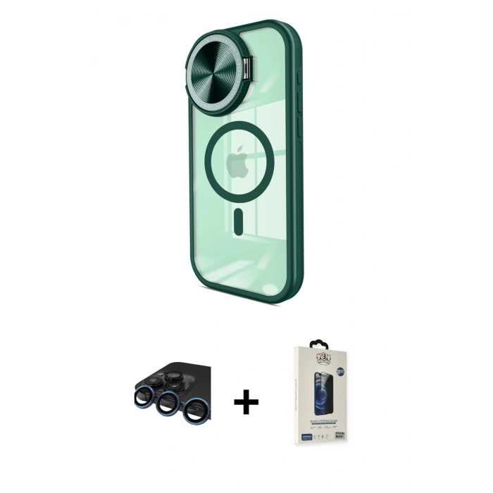 MARSİLYAN™- iPhone 15 Pro Max Kılıf Kıvılcım Modern Koleksiyonu - Siyah Bilvis Hayalet Cam Ekran Koruyucu + Raze Metal Kamera Lens - LT