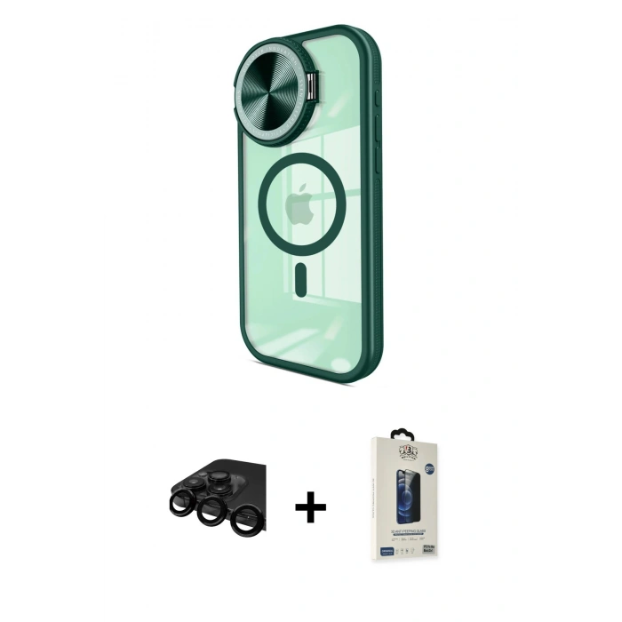 MARSİLYAN™- iPhone 15 Pro Max Kılıf Kıvılcım Modern Koleksiyonu - Siyah Bilvis Hayalet Cam Ekran Koruyucu + Raze Metal Kamera Lens - SH