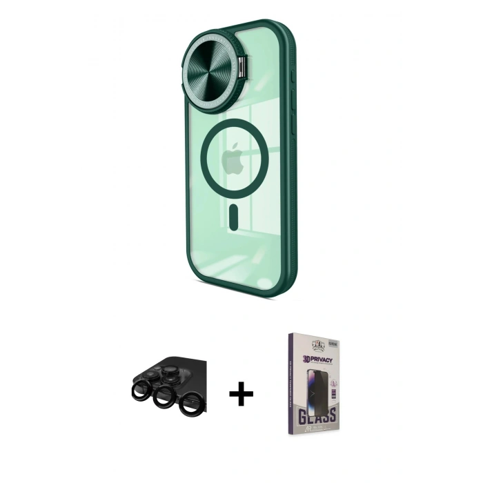 MARSİLYAN™- iPhone 15 Pro Max Kılıf Kıvılcım Modern Koleksiyonu - Siyah Bilvis Hayalet Cam Ekran Koruyucu + Raze Metal Kamera Lens - SH