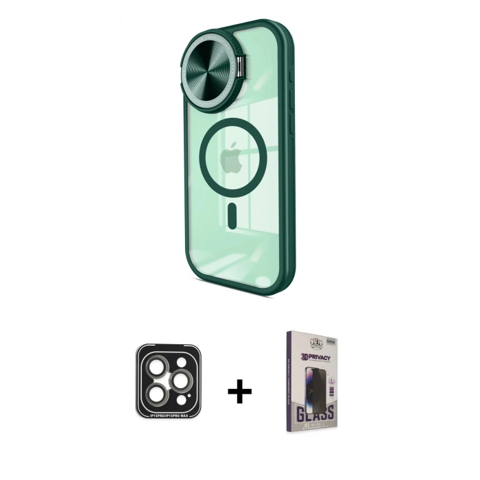 MARSİLYAN™- iPhone 15 Pro Max Kılıf Kıvılcım Modern Koleksiyonu - Siyah Bilvis Hayalet Cam Ekran Koruyucu + PVD Metal Kamera Lens - GI