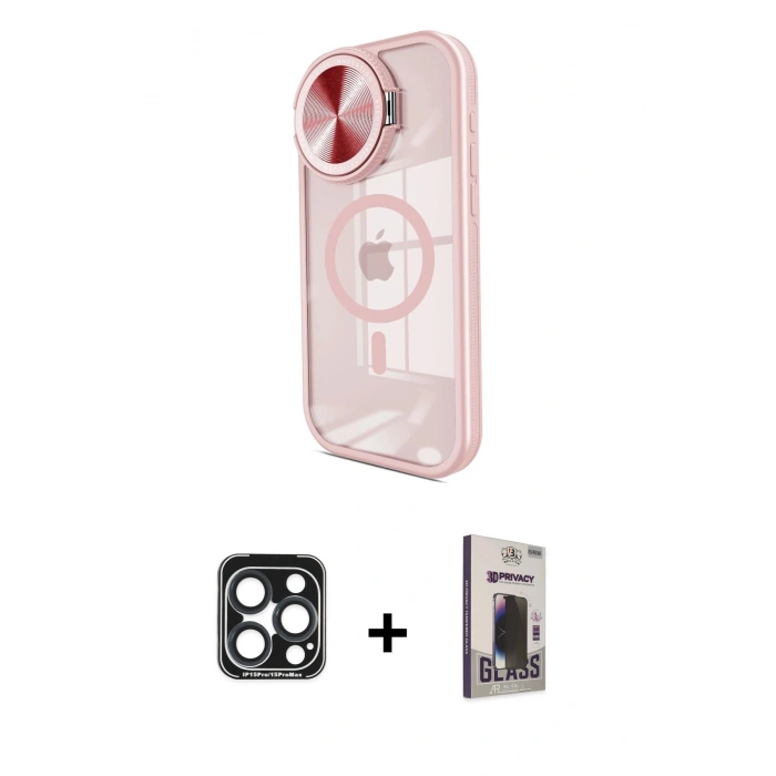 MARSİLYAN™- iPhone 15 Pro Max Kılıf Kıvılcım Modern Koleksiyonu - Siyah Bilvis Hayalet Cam Ekran Koruyucu + Lacivert PVD Metal Kamera Lens