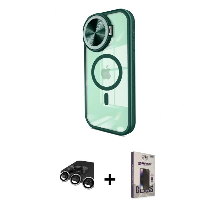 MARSİLYAN™- iPhone 15 Pro Max Kılıf Kıvılcım Modern Koleksiyonu - Siyah Bilvis Hayalet Cam Ekran Koruyucu + Raze Metal Kamera Lens - GS