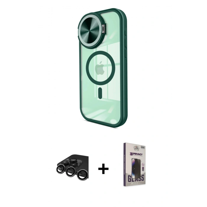 MARSİLYAN™- iPhone 15 Pro Max Kılıf Kıvılcım Modern Koleksiyonu - Siyah Bilvis Hayalet Cam Ekran Koruyucu + Raze Metal Kamera Lens - TMGI