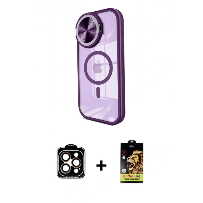 MARSİLYAN™- iPhone 15 Pro Max Kılıf Kıvılcım Modern Koleksiyonu - Siyah Buffer Cam Ekran Koruyucu + PVD Metal Kamera Lens - TU