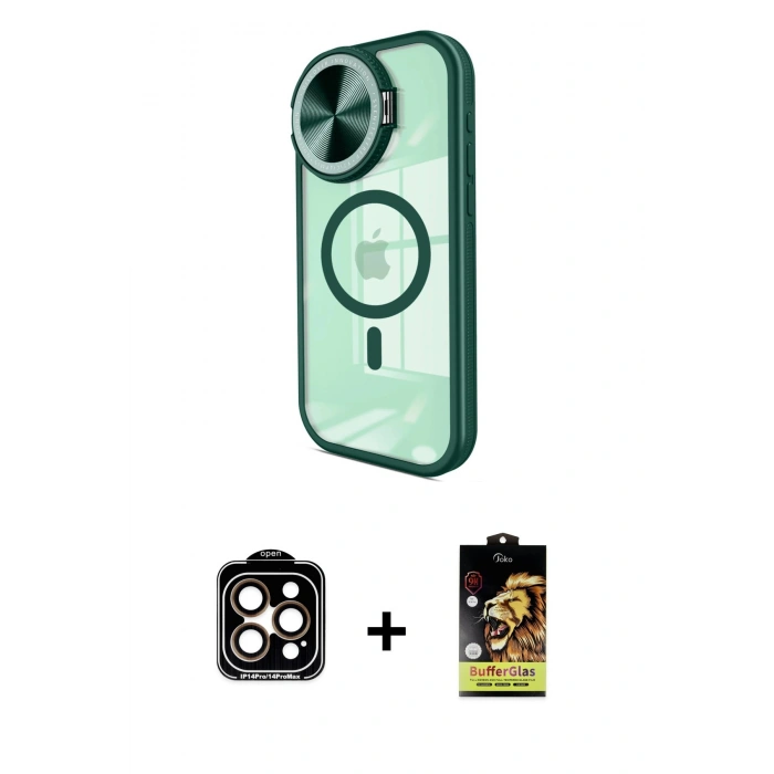 MARSİLYAN™- iPhone 15 Pro Max Kılıf Kıvılcım Modern Koleksiyonu - Siyah Buffer Cam Ekran Koruyucu + PVD Metal Kamera Lens - TU