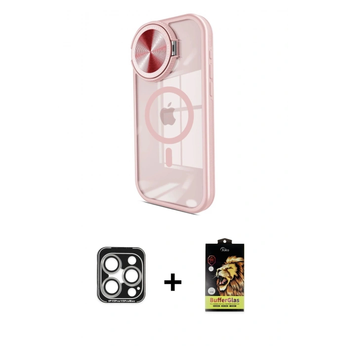 MARSİLYAN™- iPhone 15 Pro Max Kılıf Kıvılcım Modern Koleksiyonu - Siyah Buffer Cam Ekran Koruyucu + PVD Metal Kamera Lens - GS