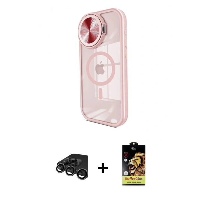 MARSİLYAN™- iPhone 15 Pro Max Kılıf Kıvılcım Modern Koleksiyonu - Siyah Buffer Cam Ekran Koruyucu + Raze Metal Kamera Lens - TMGI
