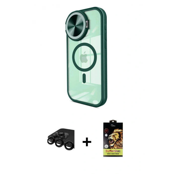 MARSİLYAN™- iPhone 15 Pro Max Kılıf Kıvılcım Modern Koleksiyonu - Siyah Buffer Cam Ekran Koruyucu + Raze Metal Kamera Lens - SH
