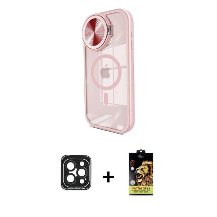 MARSİLYAN™- iPhone 15 Pro Max Kılıf Kıvılcım Modern Koleksiyonu - Siyah Buffer Cam Ekran Koruyucu + PVD Metal Kamera Lens - SH