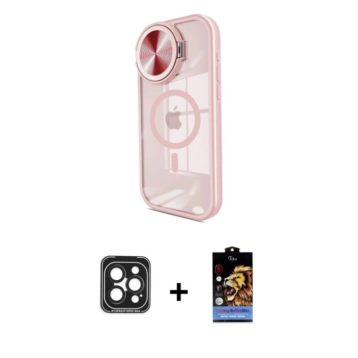MARSİLYAN™- iPhone 15 Pro Max Kılıf Kıvılcım Modern Koleksiyonu - Siyah Buffer Hayalet Cam Ekran Koruyucu + PVD Metal Kamera Lens - SH