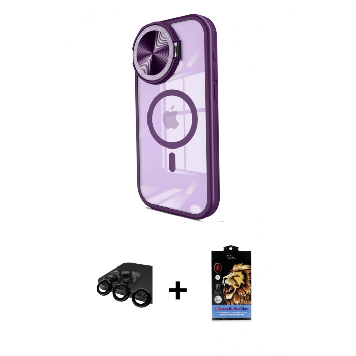 MARSİLYAN™- iPhone 15 Pro Max Kılıf Kıvılcım Modern Koleksiyonu - Siyah Buffer Hayalet Cam Ekran Koruyucu + Siyah Raze Metal Kamera Lens