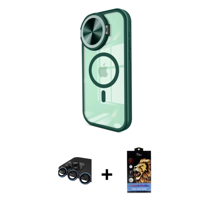 MARSİLYAN™- iPhone 15 Pro Max Kılıf Kıvılcım Modern Koleksiyonu - Siyah Buffer Hayalet Cam Ekran Koruyucu + Raze Metal Kamera Lens - LT