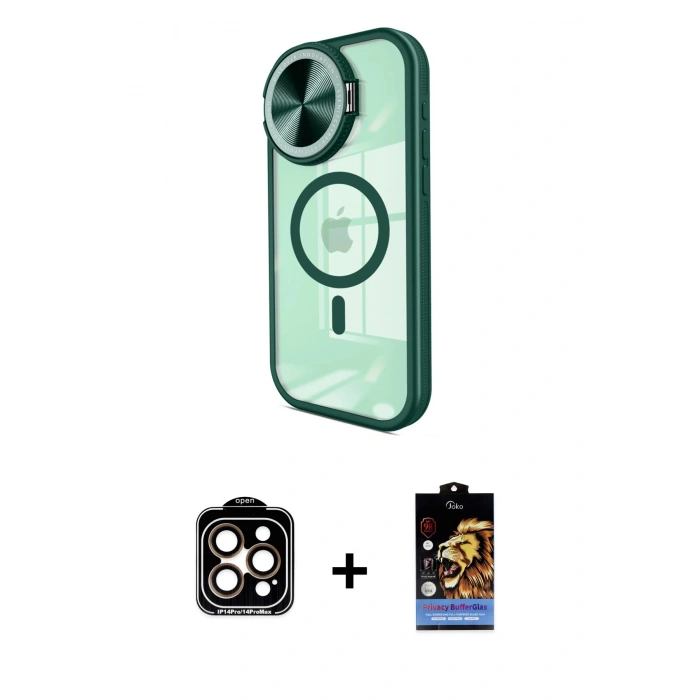 MARSİLYAN™- iPhone 15 Pro Max Kılıf Kıvılcım Modern Koleksiyonu - Siyah Buffer Hayalet Cam Ekran Koruyucu + PVD Metal Kamera Lens - TU