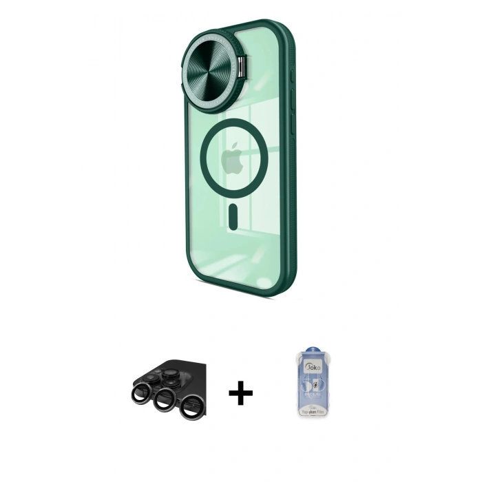 MARSİLYAN™- iPhone 15 Pro Max Kılıf Kıvılcım Modern Koleksiyonu - Siyah Joko Magic 5D Cam + Raze Metal Kamera Lens - TMGI