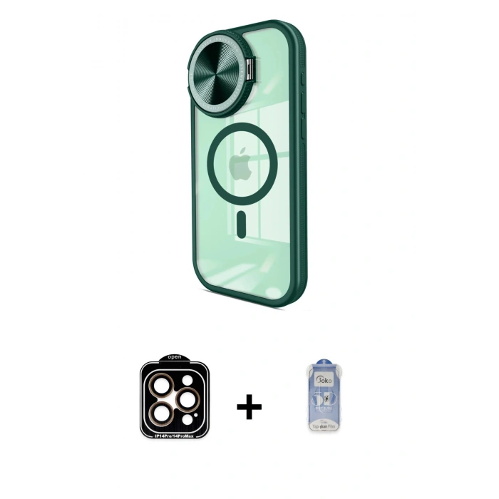 MARSİLYAN™- iPhone 15 Pro Max Kılıf Kıvılcım Modern Koleksiyonu - Siyah Joko Magic 5D Cam + PVD Metal Kamera Lens - TU