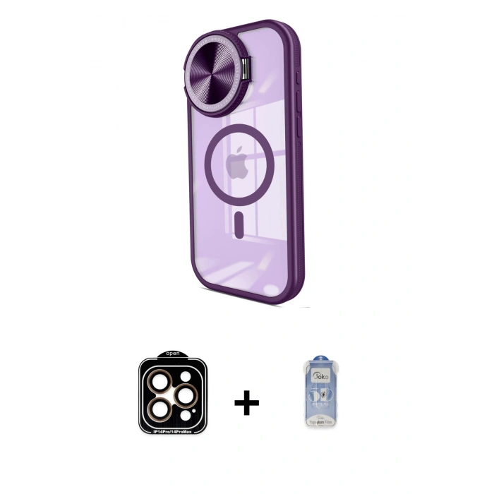 MARSİLYAN™- iPhone 15 Pro Max Kılıf Kıvılcım Modern Koleksiyonu - Siyah Joko Magic 5D Cam + PVD Metal Kamera Lens - TU