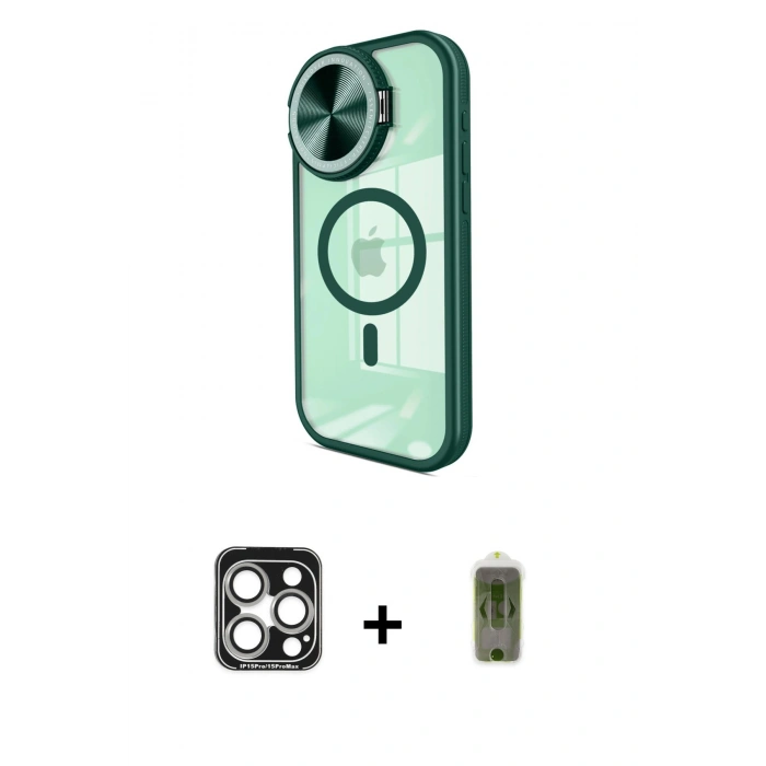 MARSİLYAN™- iPhone 15 Pro Max Kılıf Kıvılcım Modern Koleksiyonu - Siyah Joko Magic 5D Hayalet Cam + PVD Metal Kamera Lens - GS