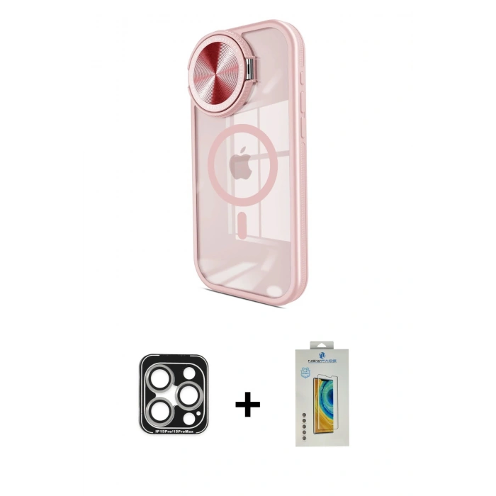 MARSİLYAN™- iPhone 15 Pro Max Kılıf Kıvılcım Modern Koleksiyonu - Siyah Polymer Nano Ekran Koruyucu + PVD Metal Kamera Lens - GS