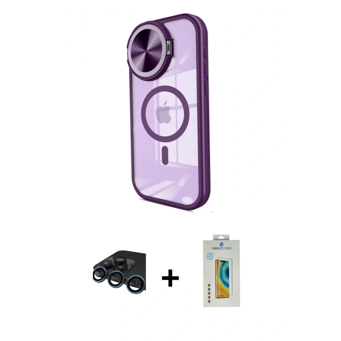 MARSİLYAN™- iPhone 15 Pro Max Kılıf Kıvılcım Modern Koleksiyonu - Siyah Polymer Nano Ekran Koruyucu + Raze Metal Kamera Lens - LT