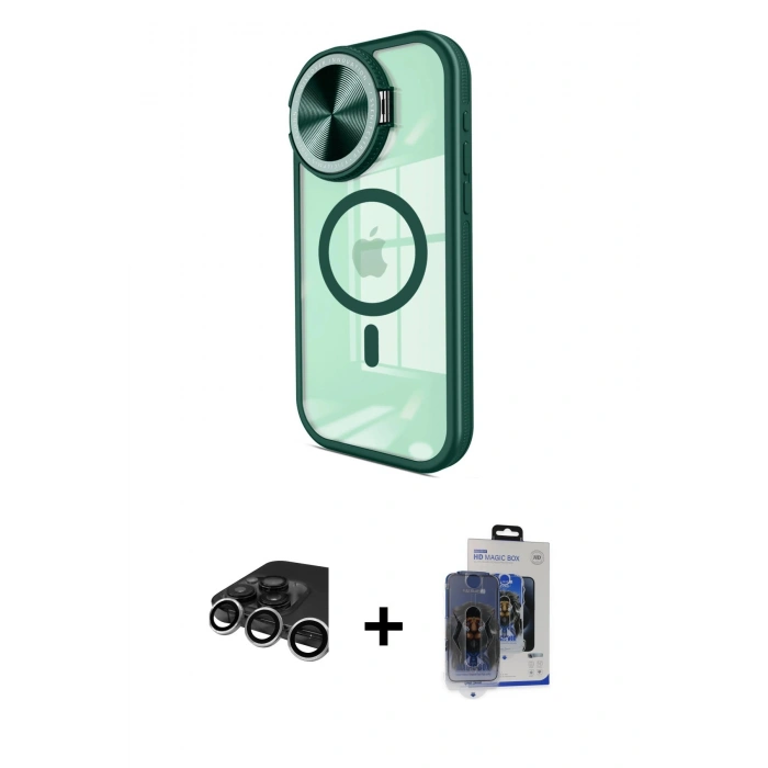 MARSİLYAN™- iPhone 15 Pro Max Kılıf Kıvılcım Modern Koleksiyonu - Siyah Vanessa Magic Cam + Raze Metal Kamera Lens - GS