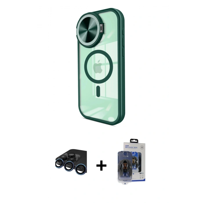 MARSİLYAN™- iPhone 15 Pro Max Kılıf Kıvılcım Modern Koleksiyonu - Siyah Vanessa Magic Cam + Lacivert Raze Metal Kamera Lens