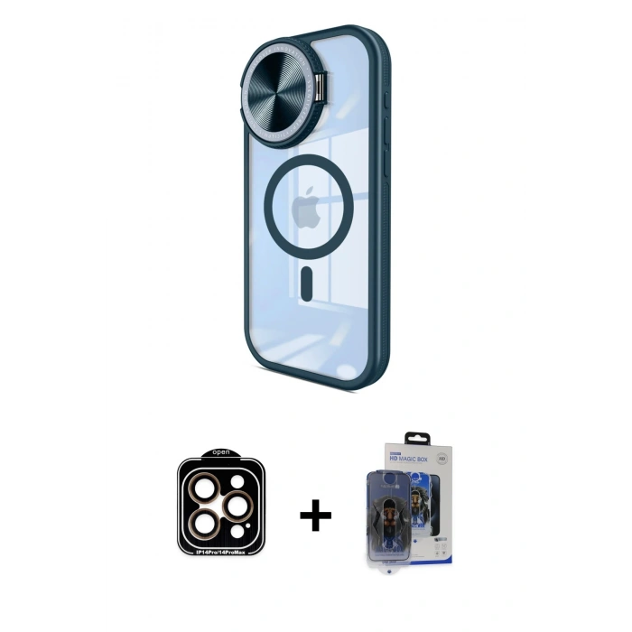 MARSİLYAN™- iPhone 15 Pro Max Kılıf Kıvılcım Modern Koleksiyonu - Siyah Vanessa Magic Cam + PVD Metal Kamera Lens - TU