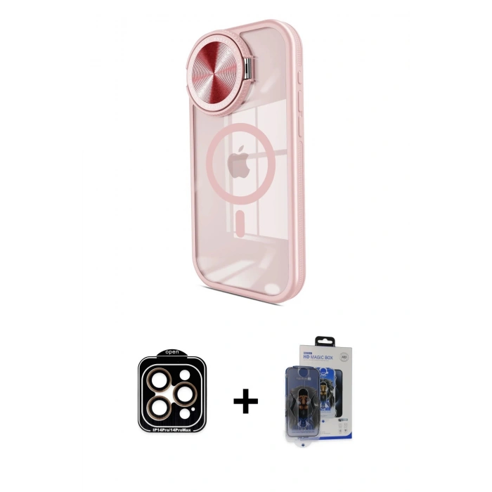 MARSİLYAN™- iPhone 15 Pro Max Kılıf Kıvılcım Modern Koleksiyonu - Siyah Vanessa Magic Cam + PVD Metal Kamera Lens - TU