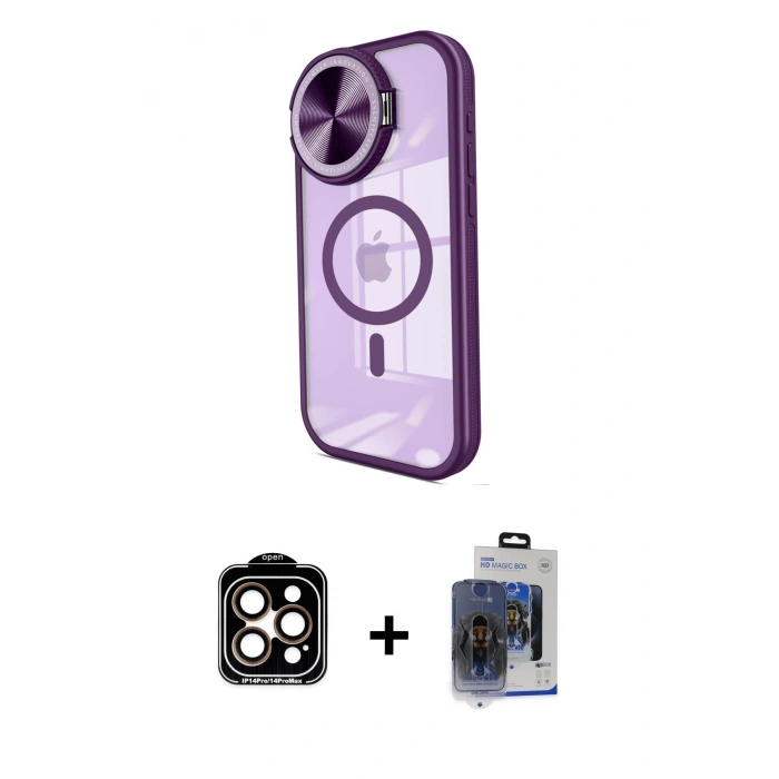 MARSİLYAN™- iPhone 15 Pro Max Kılıf Kıvılcım Modern Koleksiyonu - Siyah Vanessa Magic Cam + PVD Metal Kamera Lens - TU