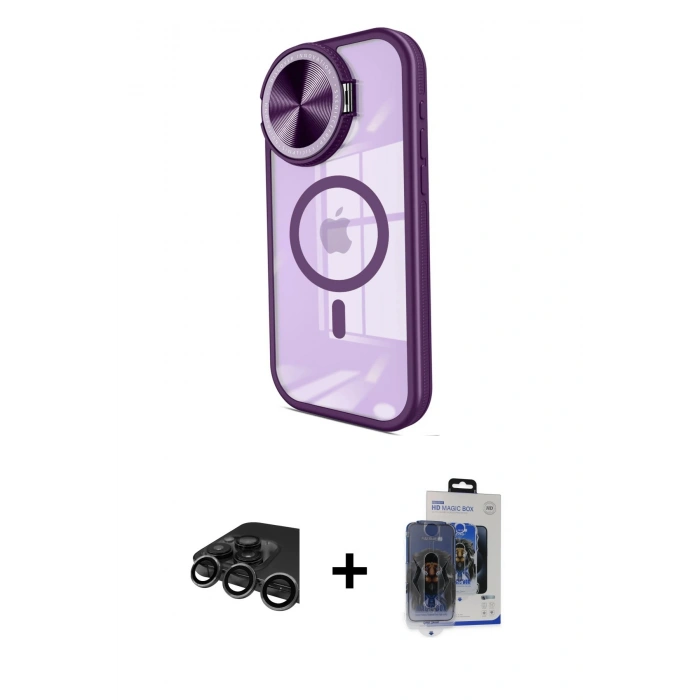MARSİLYAN™- iPhone 15 Pro Max Kılıf Kıvılcım Modern Koleksiyonu - Siyah Vanessa Magic Cam + Titanyum Gri Raze Metal Kamera Lens