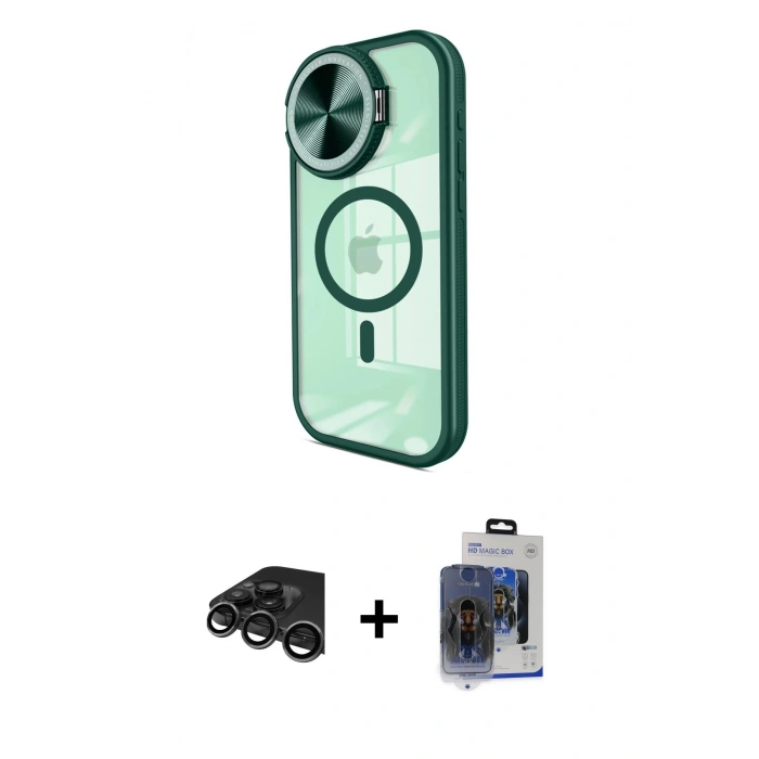 MARSİLYAN™- iPhone 15 Pro Max Kılıf Kıvılcım Modern Koleksiyonu - Siyah Vanessa Magic Cam + Titanyum Gri Raze Metal Kamera Lens
