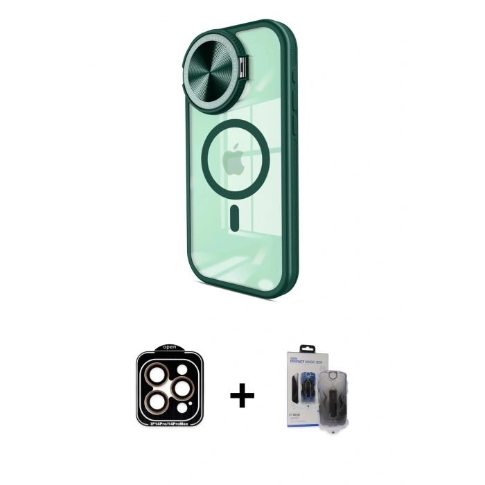 MARSİLYAN™- iPhone 15 Pro Max Kılıf Kıvılcım Modern Koleksiyonu - Siyah Vanessa Magic Hayalet Cam + PVD Metal Kamera Lens - TU