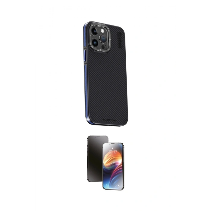 MARSİLYAN™- iPhone 15 Pro Max Kılıf Kıvılcım Modern Özel Seri - Siyah 3D Antistatik Mat Seramik Nano Ekran Koruyucu