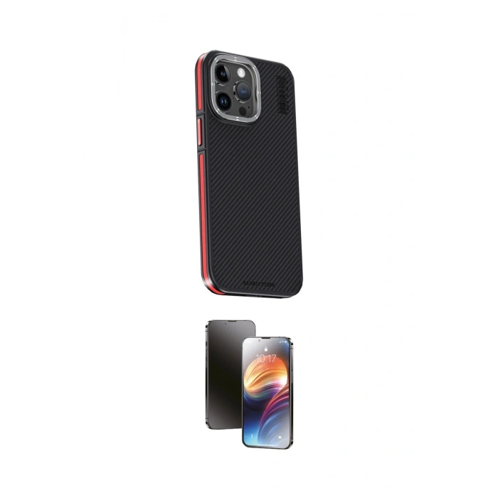 MARSİLYAN™- iPhone 15 Pro Max Kılıf Kıvılcım Modern Özel Seri - Siyah 3D Antistatik Mat Seramik Nano Ekran Koruyucu