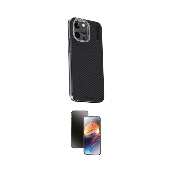 MARSİLYAN™- iPhone 15 Pro Max Kılıf Kıvılcım Modern Özel Seri - Siyah 3D Antistatik Mat Seramik Nano Ekran Koruyucu