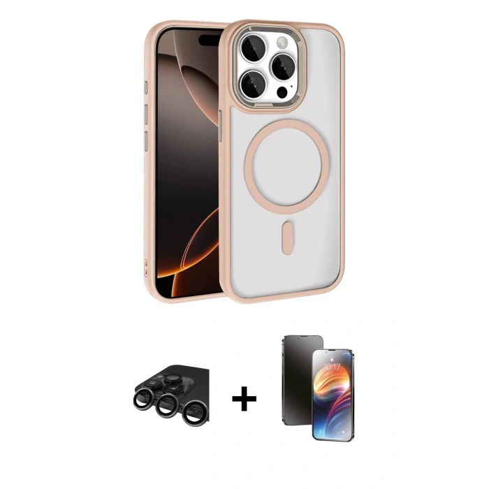 MARSİLYAN™- iPhone 15 Pro Max Kılıf Kıvılcım Prime - Siyah 3D Antistatik Mat Seramik Nano Ekran Koruyucu + Titanyum Gri Raze Metal Kamera Lens