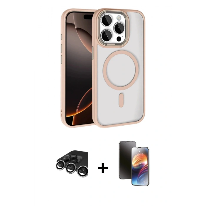 MARSİLYAN™- iPhone 15 Pro Max Kılıf Kıvılcım Prime - Siyah 3D Antistatik Mat Seramik Nano Ekran Koruyucu + Raze Metal Kamera Lens - GS