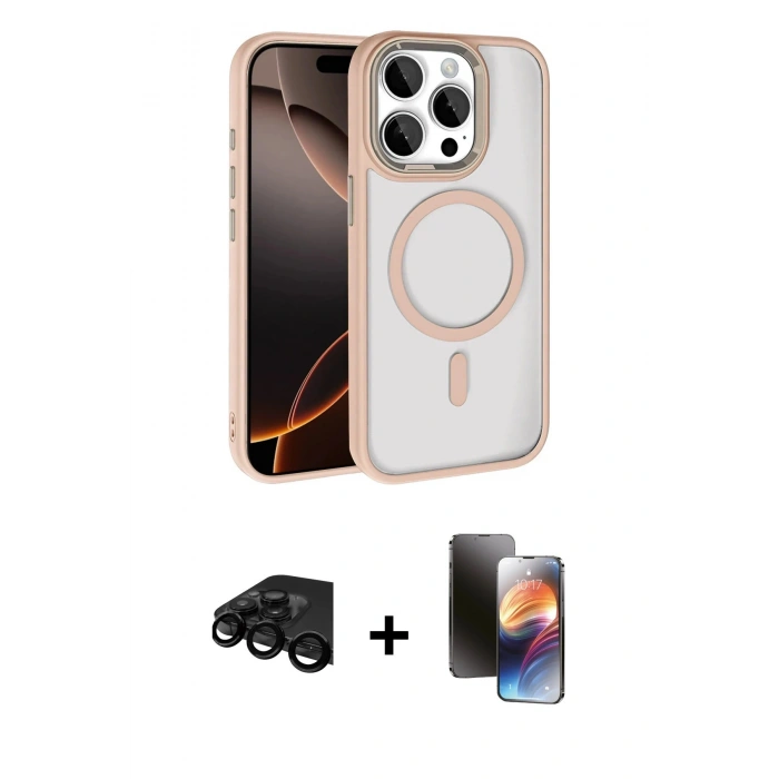 MARSİLYAN™- iPhone 15 Pro Max Kılıf Kıvılcım Prime - Siyah 3D Antistatik Mat Seramik Nano Ekran Koruyucu + Raze Metal Kamera Lens - SH