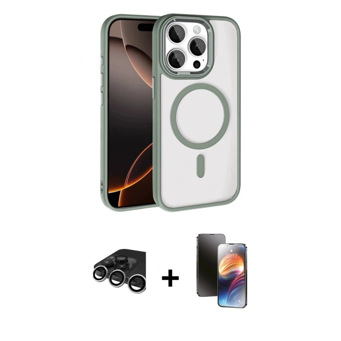 MARSİLYAN™- iPhone 15 Pro Max Kılıf Kıvılcım Prime - Siyah 3D Antistatik Mat Seramik Nano Ekran Koruyucu + Raze Metal Kamera Lens - GS