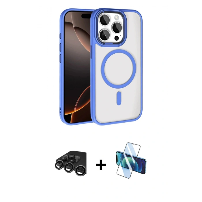 MARSİLYAN™- iPhone 15 Pro Max Kılıf Kıvılcım Prime - Siyah 3D Antistatik Seramik Nano Ekran Koruyucu + Raze Metal Kamera Lens - TMGI