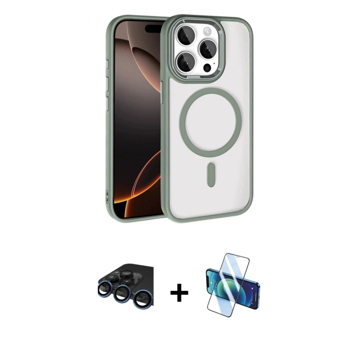 MARSİLYAN™- iPhone 15 Pro Max Kılıf Kıvılcım Prime - Siyah 3D Antistatik Seramik Nano Ekran Koruyucu + Raze Metal Kamera Lens - LT