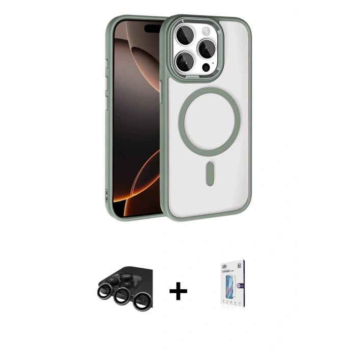 MARSİLYAN™- iPhone 15 Pro Max Kılıf Kıvılcım Prime - Siyah Bilvis 0.18mm Plus Cam Ekran Koruyucu + Raze Metal Kamera Lens - TMGI