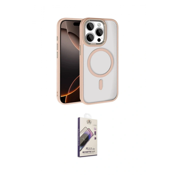 MARSİLYAN™- iPhone 15 Pro Max Kılıf Kıvılcım Prime - Siyah Bilvis 3D Mat Cam Ekran Koruyucu