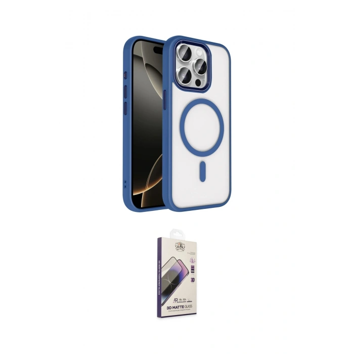 MARSİLYAN™- iPhone 15 Pro Max Kılıf Kıvılcım Prime - Siyah Bilvis 3D Mat Cam Ekran Koruyucu