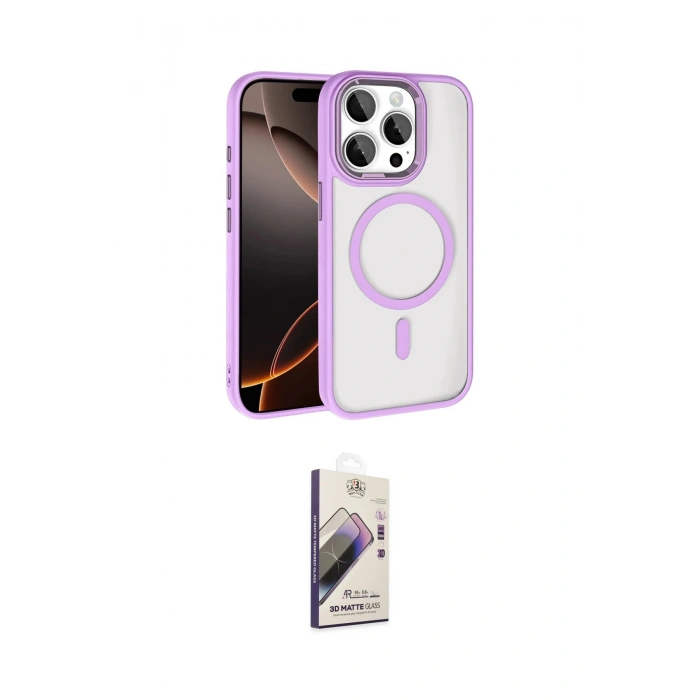 MARSİLYAN™- iPhone 15 Pro Max Kılıf Kıvılcım Prime - Siyah Bilvis 3D Mat Cam Ekran Koruyucu