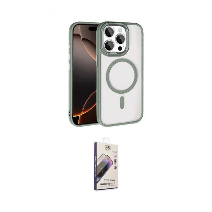 MARSİLYAN™- iPhone 15 Pro Max Kılıf Kıvılcım Prime - Siyah Bilvis 3D Mat Cam Ekran Koruyucu