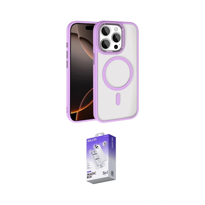 MARSİLYAN™- iPhone 15 Pro Max Kılıf Kıvılcım Prime - Siyah Bilvis 5in1 3D Magic Cam Ekran Koruyucu