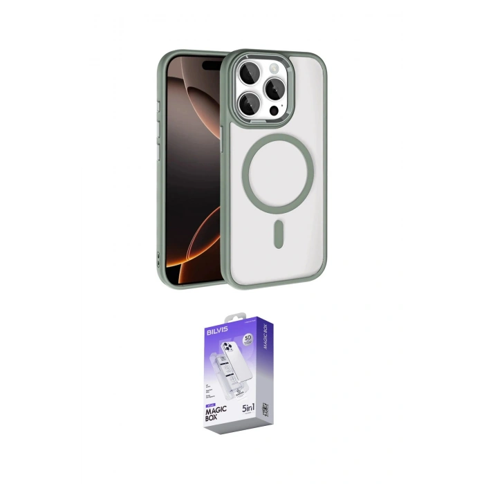 MARSİLYAN™- iPhone 15 Pro Max Kılıf Kıvılcım Prime - Siyah Bilvis 5in1 3D Magic Cam Ekran Koruyucu